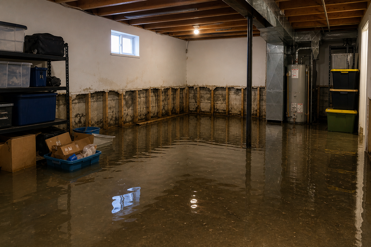 Before — Flooded Basement · Customer Project